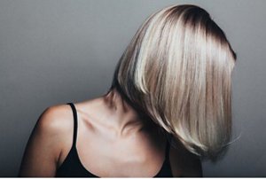 Woman with an angled bob